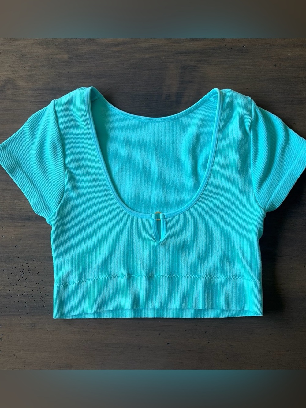 aerie Ribbed Scoop-Neck Cropped Top - Aqua Blue